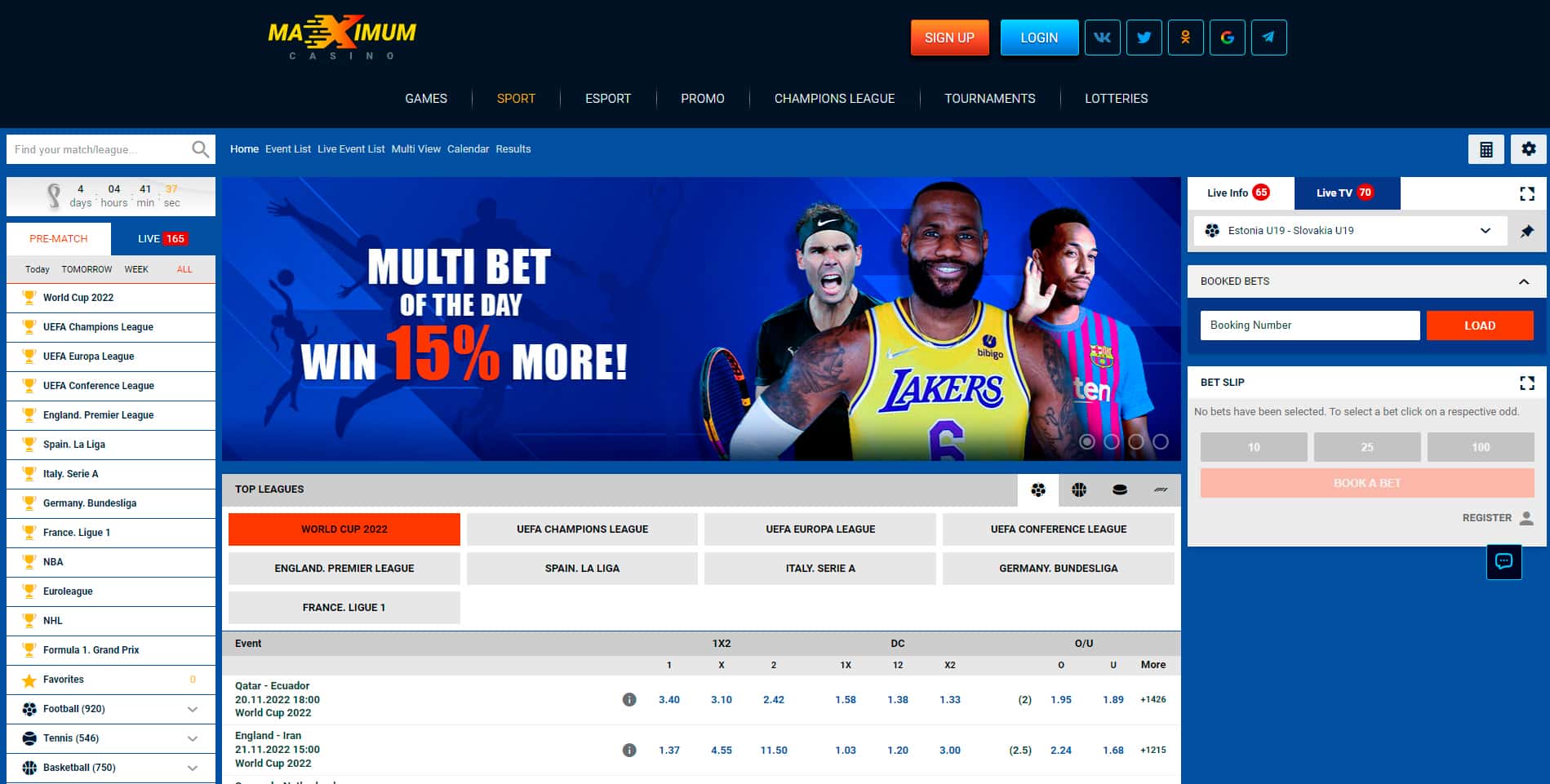 Maximum Casino betting