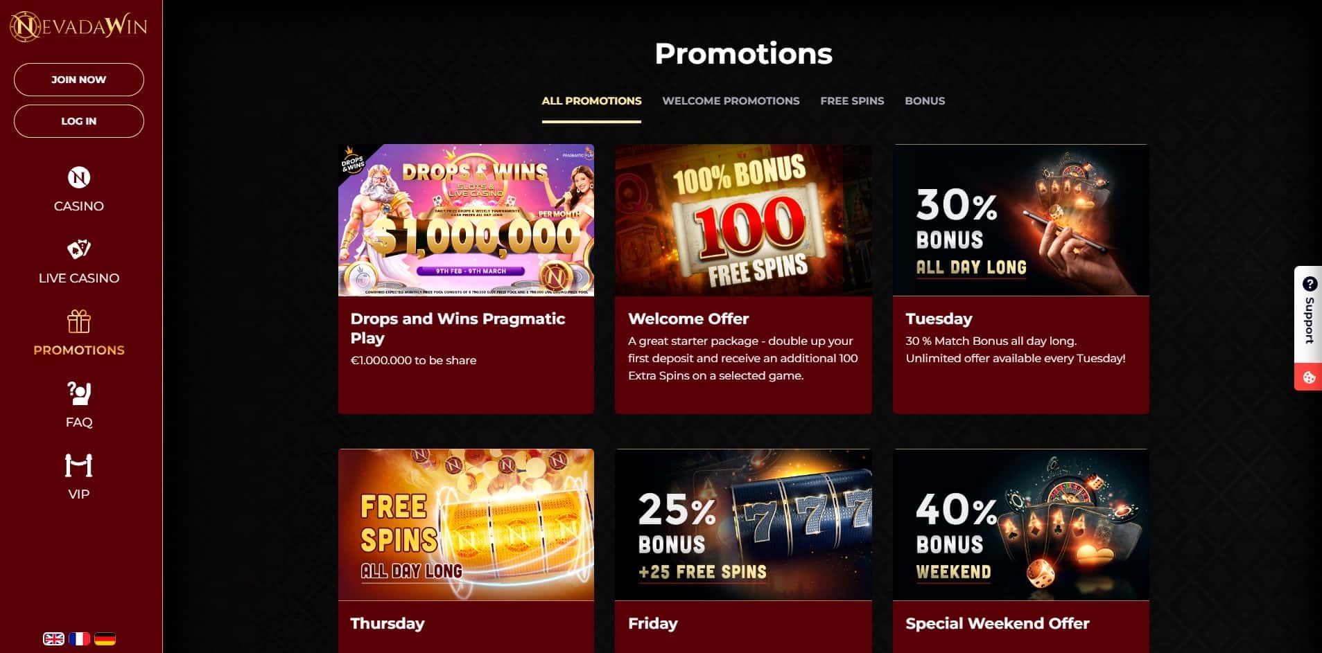 NevadaWin promotions