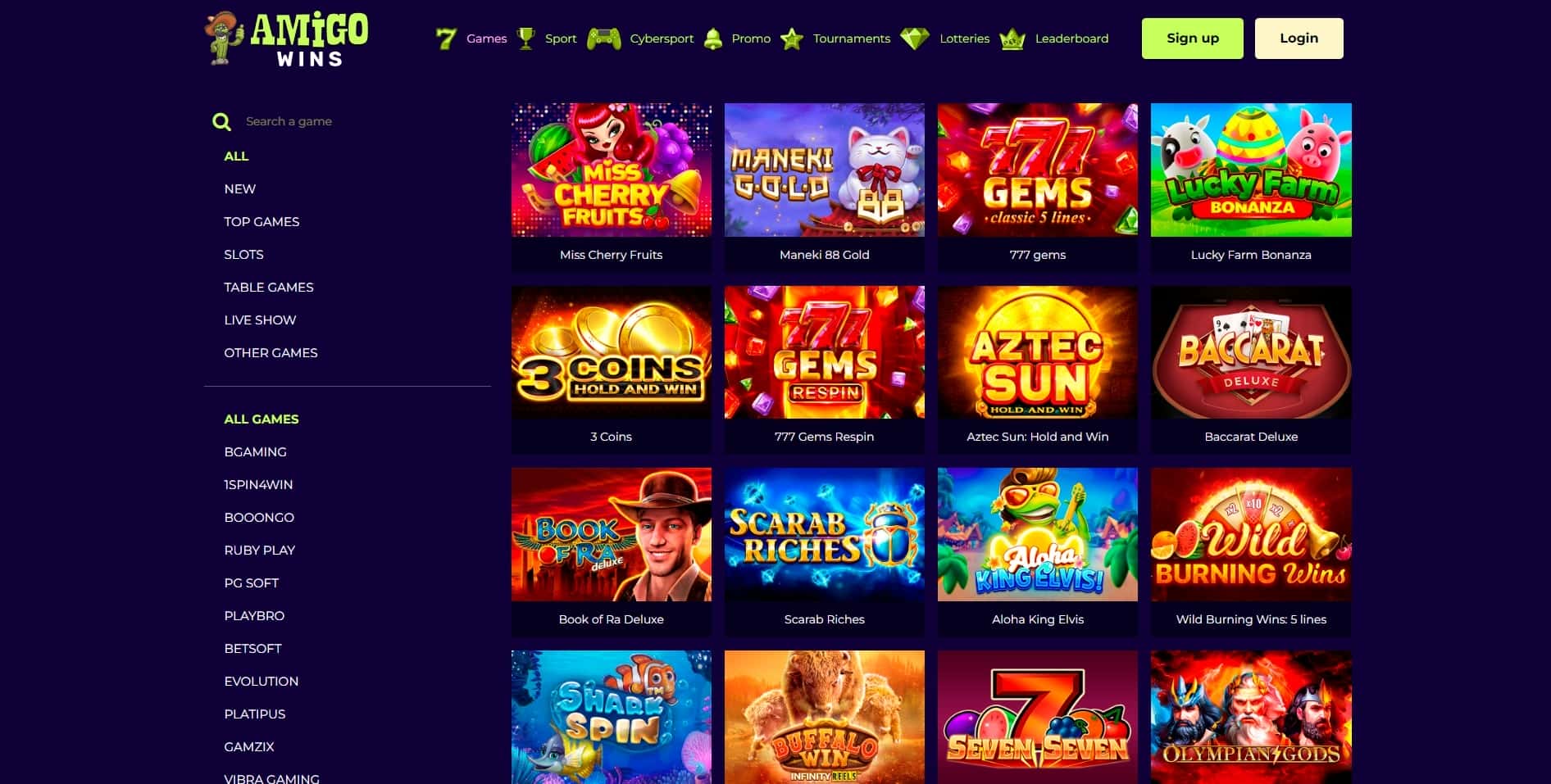 Amigo Wins casino games
