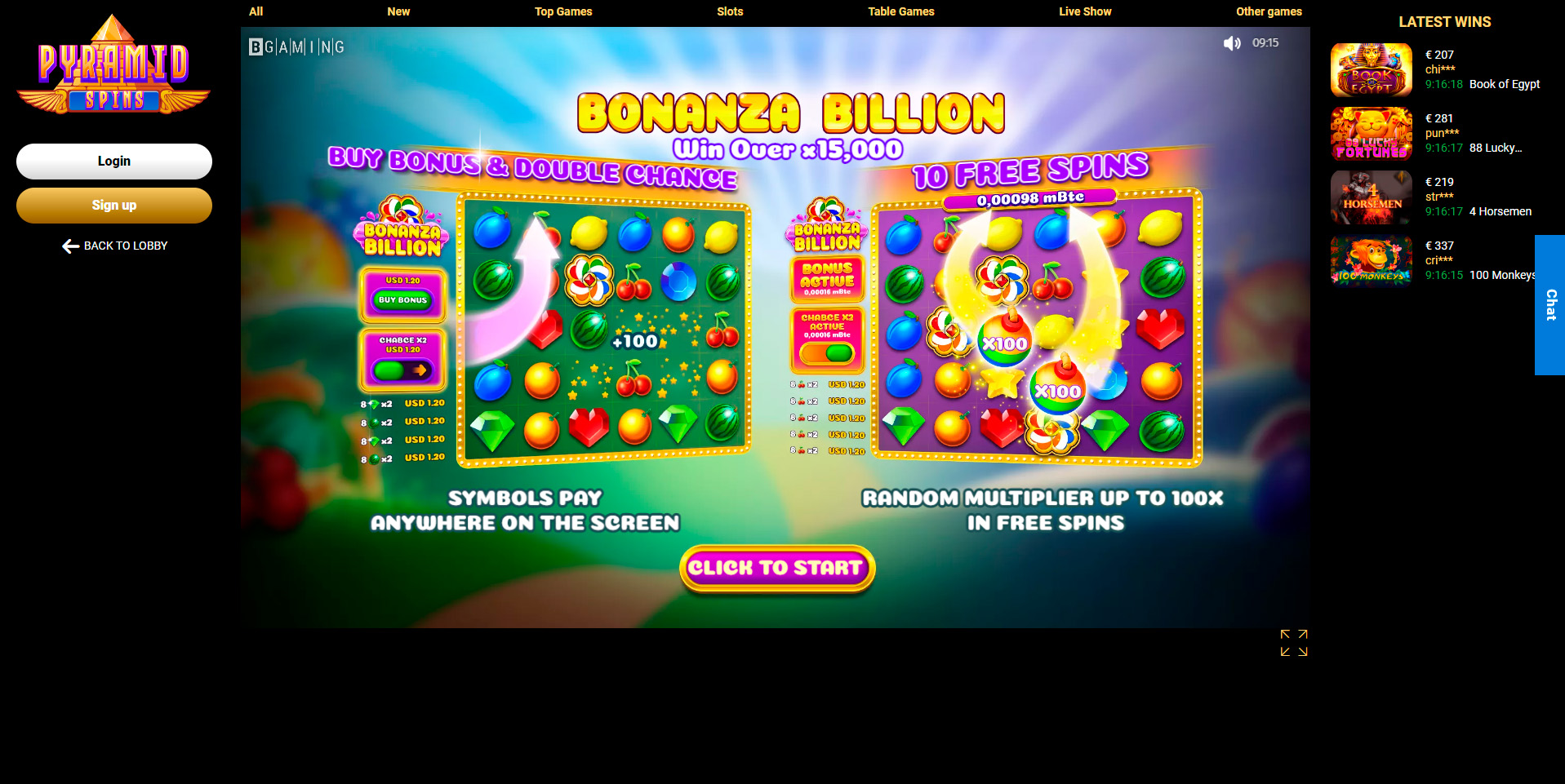 Pyramid Spins demo game