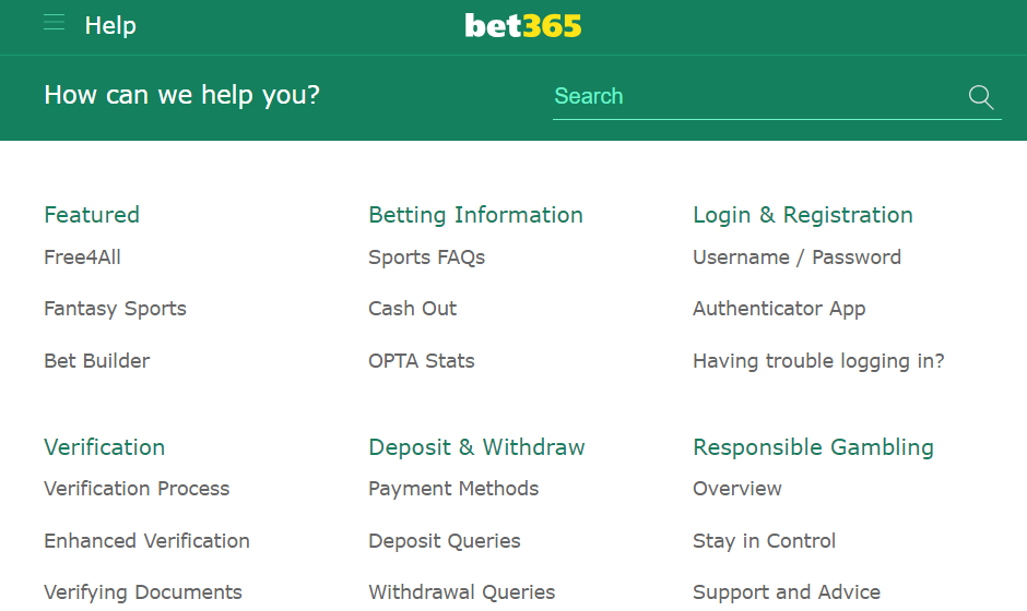 bet365 support