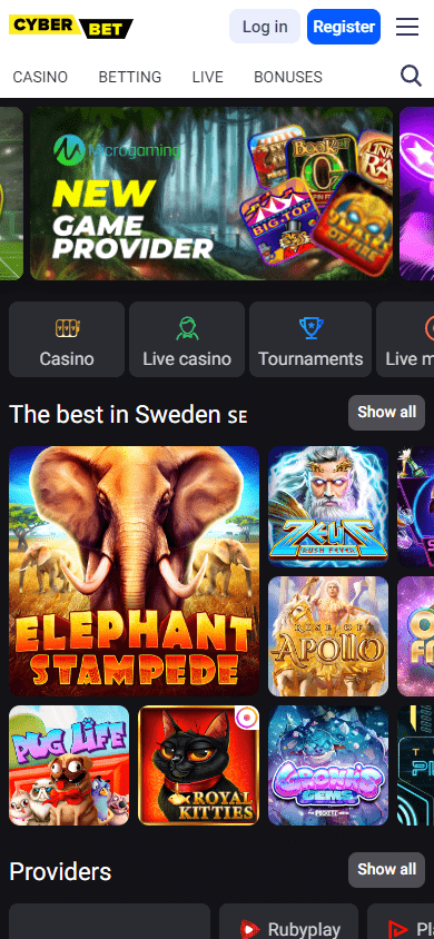 cyber.bet casino mobile version