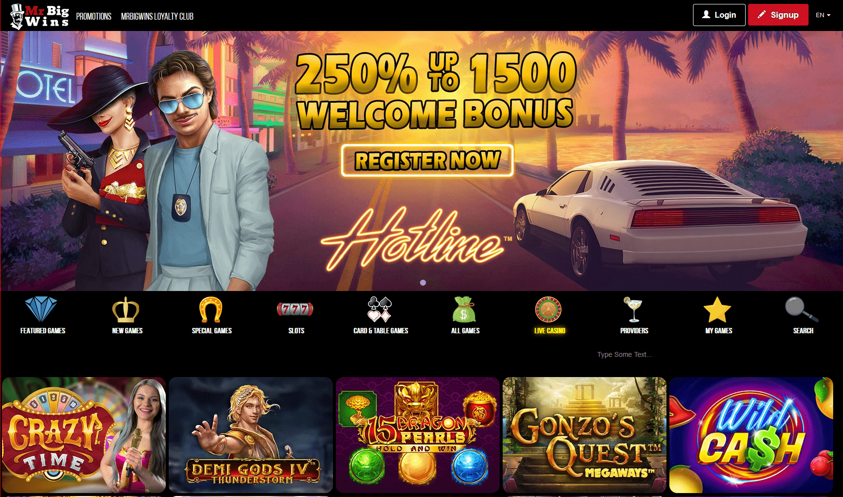 Mr. Big Wins Homepage