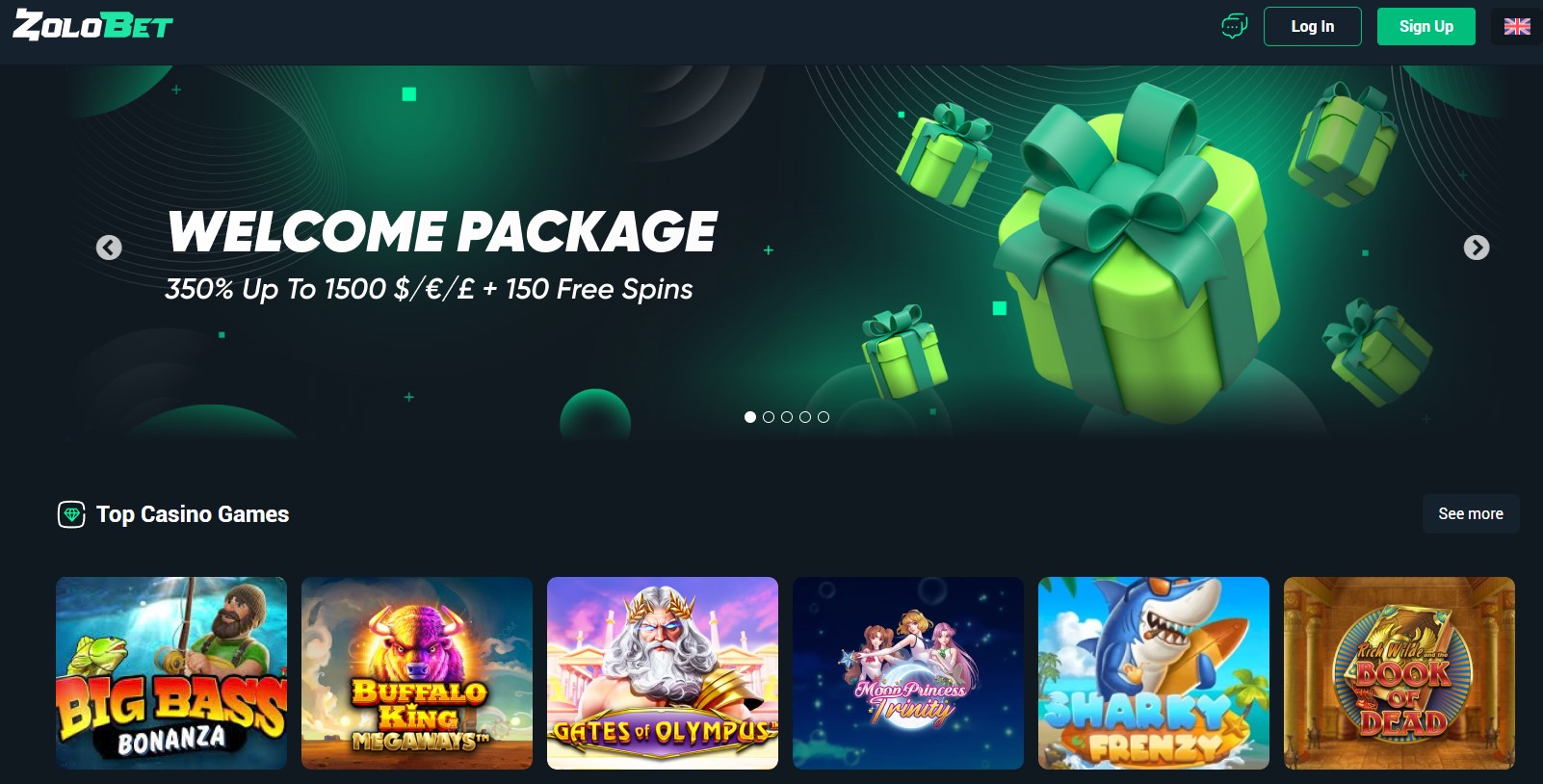 Zolotobet Casino Homepage