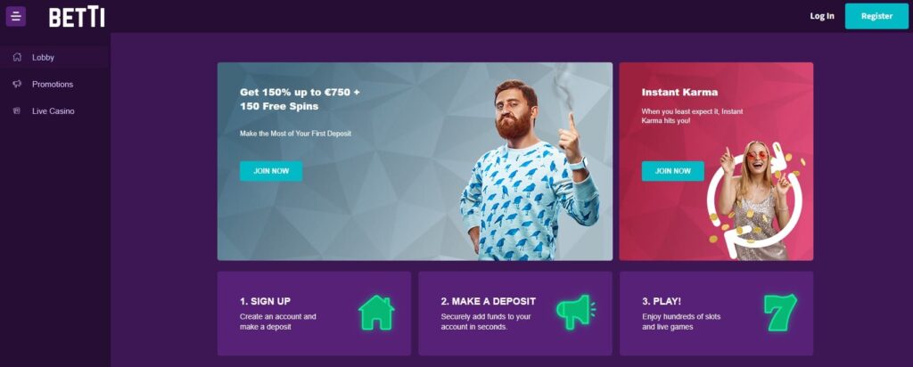 Betti Casino Interface Design