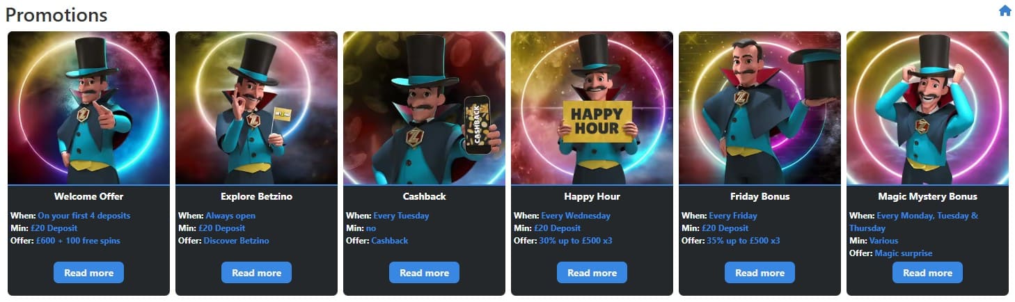 Betzino Casino Bonuses