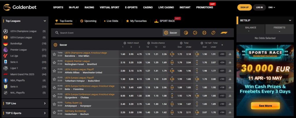 Goldenbet Betting Section