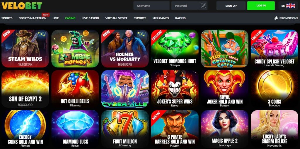 VeloBet Casino Slots Library