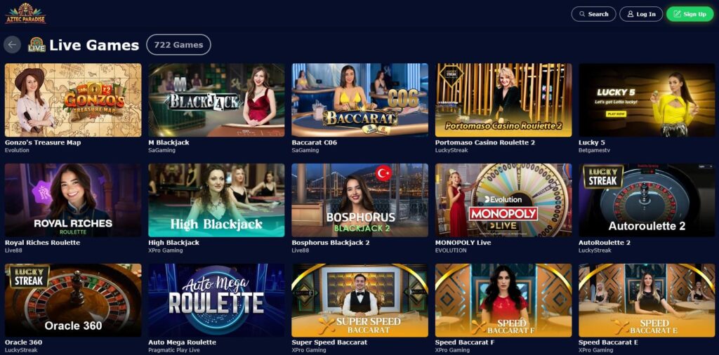 Aztec Paradise Live Casino