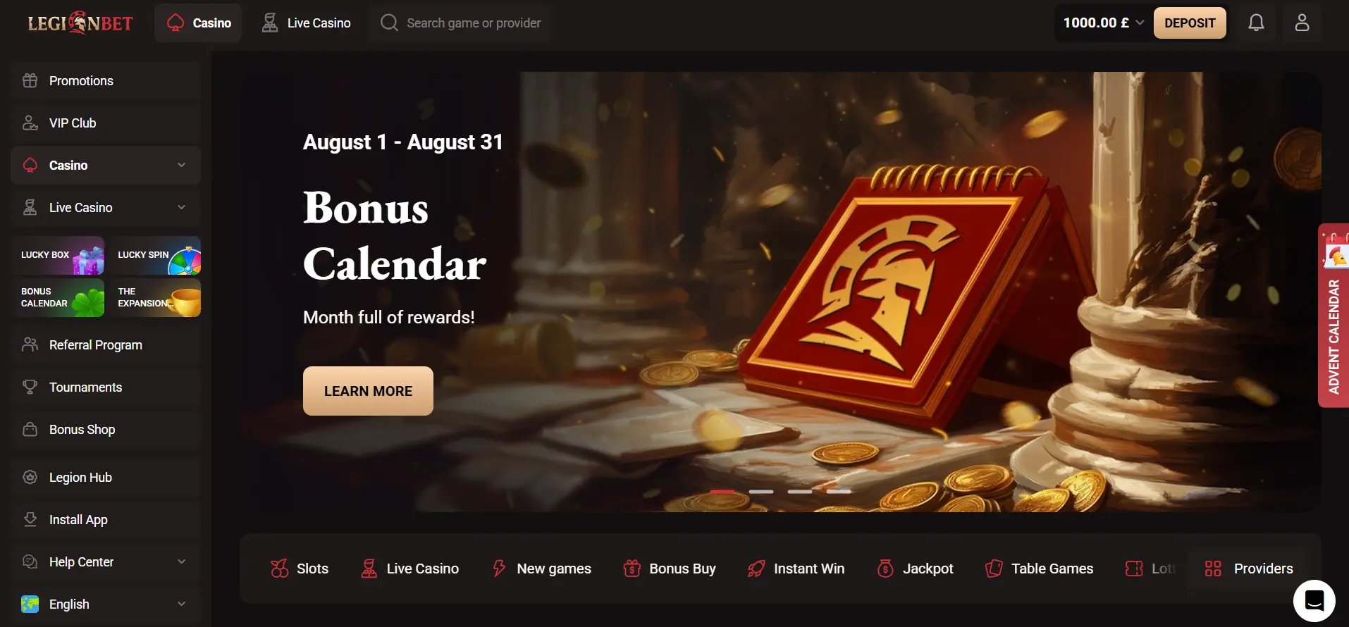 LegionBet main page