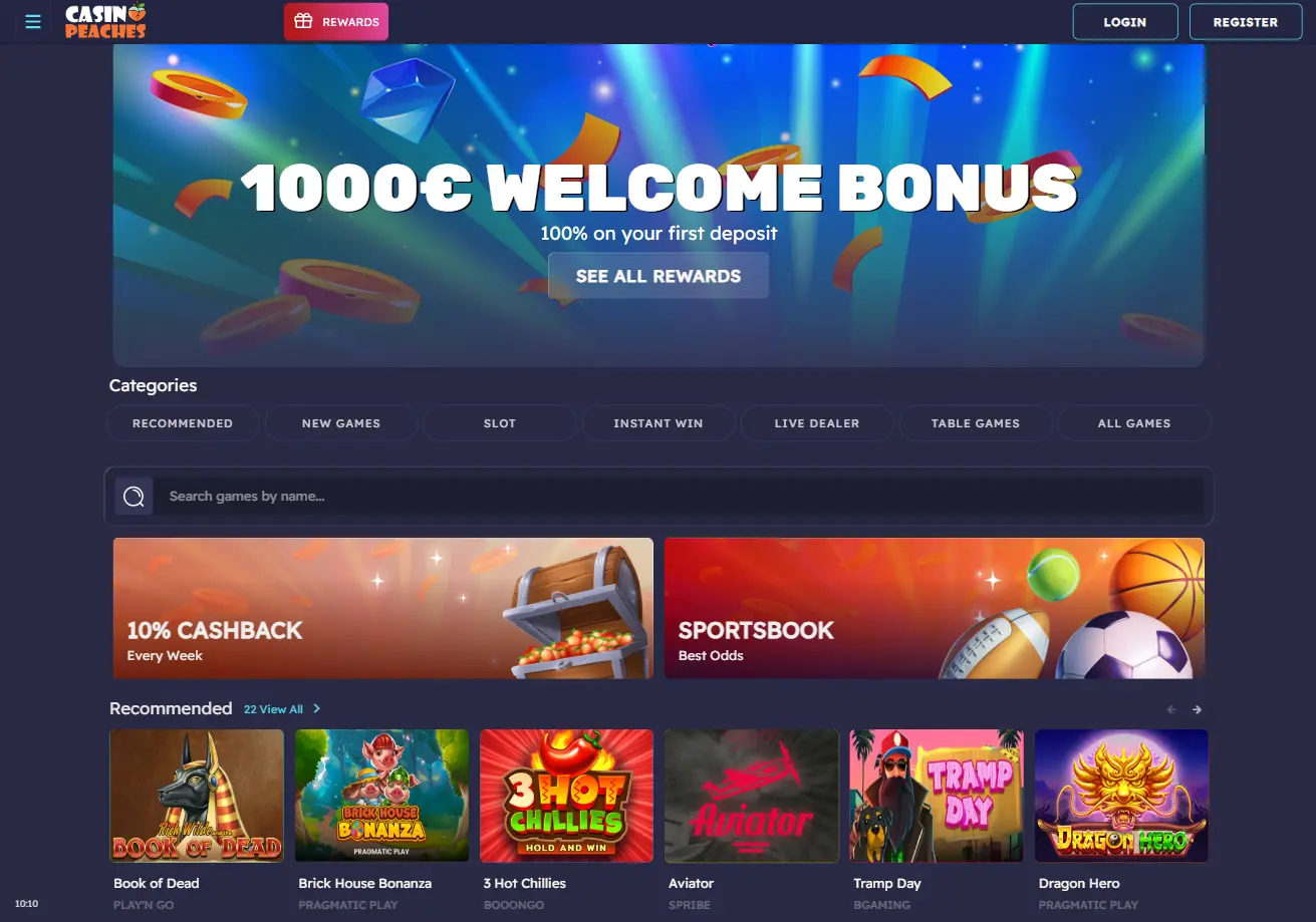 Casino Peaches Main Page